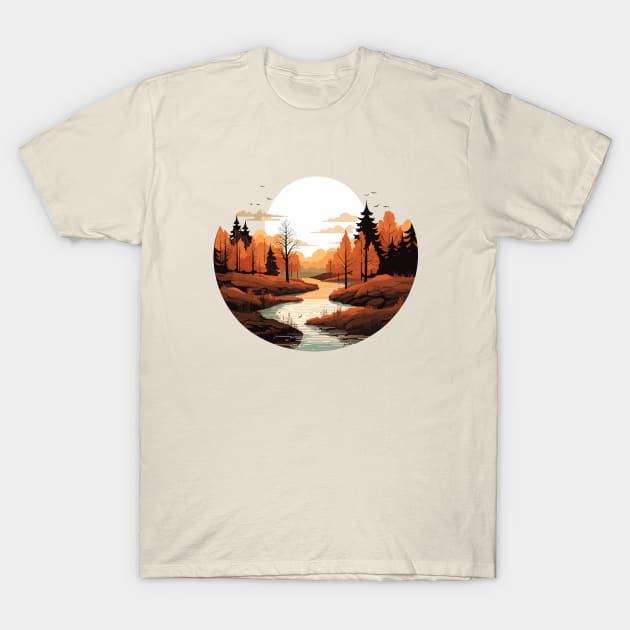 Fall Landscape Vector Art T-Shirt by Mad Swell Designs